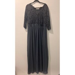 MIUSOL Plus Size 3XL Navy Lace 3/4 Sleeve Maxi Dress Evening Formal Gown